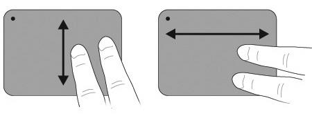 Upotreba gesti TouchPada Pomicanje TouchPad podržava razne TouchPad geste. Za aktiviranje Touchpad gesti istovremeno postavite dva ili tri prsta na TouchPad kao što je opisano u sljedećim odjeljcima.