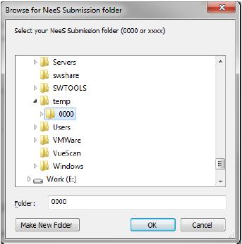 c. Pojaviće se prozor Browse for NeeS Submission folder, izaberite glavni direktorijum sa rednim brojem