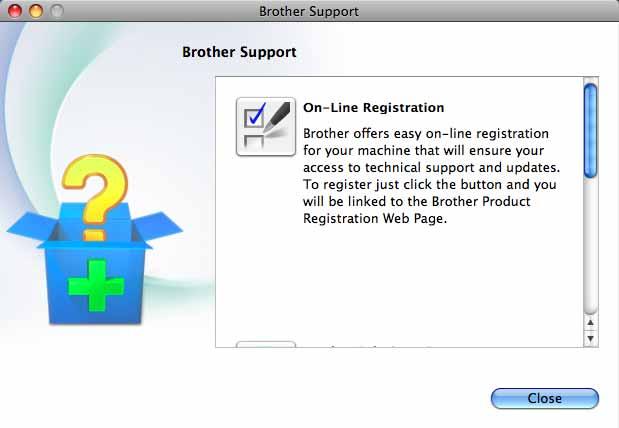 Pristup Brotherovoj podršci (Macintosh) 1 Možete pronaći sve potrebne kontakte, poput web podrške (Brother Solutions Center), na instalacijskom CD-ROM-u. Dvaput kliknite ikonu Brother Support.