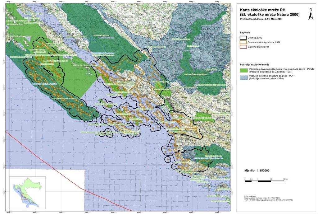 U nastavku je prikazana karta i pregled područja ekološke mreže RH (Natura 2000) za područje LAG-a.