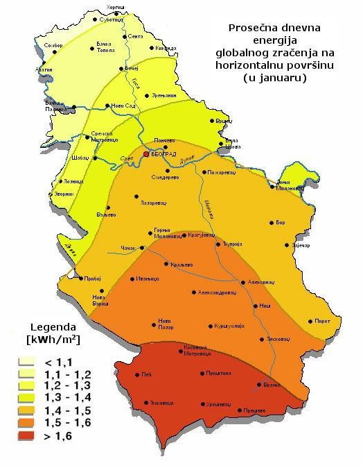 3.4. Resursi solarne energije u Srbiji Intenzitet sunčeve energije na području Srbije spada među najveće u Evropi.
