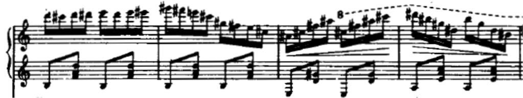 Zbog tona g u 4. taktu može se čitav početak (motiv 1) protumačiti kao odnos V-I jer se u dionicama fagota i violončela nalazi ton D, tj. dominanta G-dura.