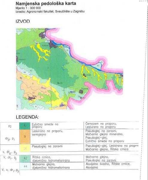 Slika 3. Namjenska pedološka karta Izvor: PPU Općine Bogdanovci, 2004. Geološko-litološke osobine tla.