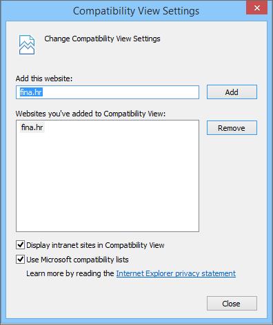 Internet Explorer na opciji Tools/Internet options/security dodati