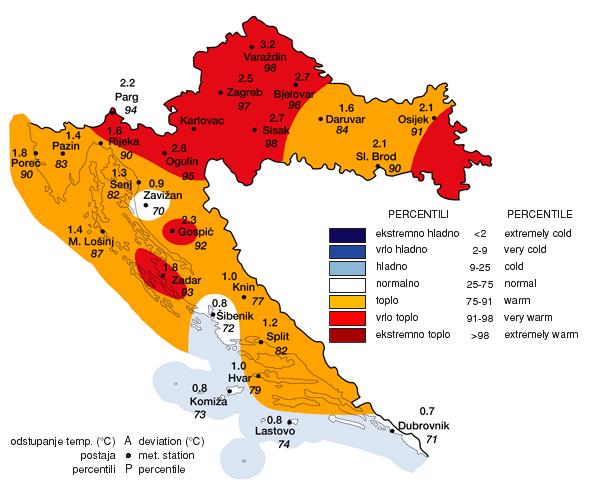 Slika 2. Odstupanje srednje temperature zraka za studeni 2014. godine Izvor: http://klima.hr/ocjene_arhiva.php Usporedba s višegodišnjim prosjekom pokazuje da se količine oborina za listopad 2014.