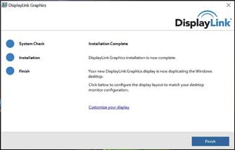 uspjela instalacija softvera DisplayLink. 3.