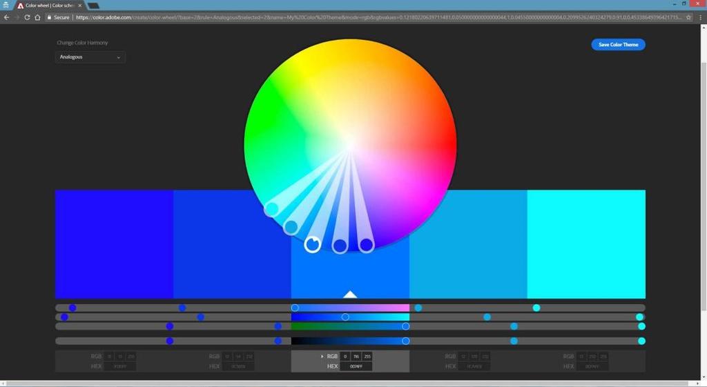 Izbor kolor tema pomoću Adobe Color CC online alata Za vrhunski dizajn su potrebani ili talenat ili godine iskustva i usavršavanja. U ovom praktikumu neće biti reči u dobroj dizajnerskoj praksi.
