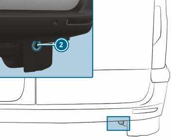 Pomoć na cesti 319 Vučna ušica na stražnjem dijelu vozila (vozila koja su registrirana kao osobna vozila) % Vučna ušica na stražnjem dijelu vozila 2 fiksno je pričvršćena vijcima na vozilu.