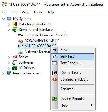 Serijski port će takođe biti prijavljen u listi detektovanih uređaja, sa oznakom koja na početku ima karaktere ASRL. Sl. 4. Nema priključenih NI USB uređaja na računar 5.