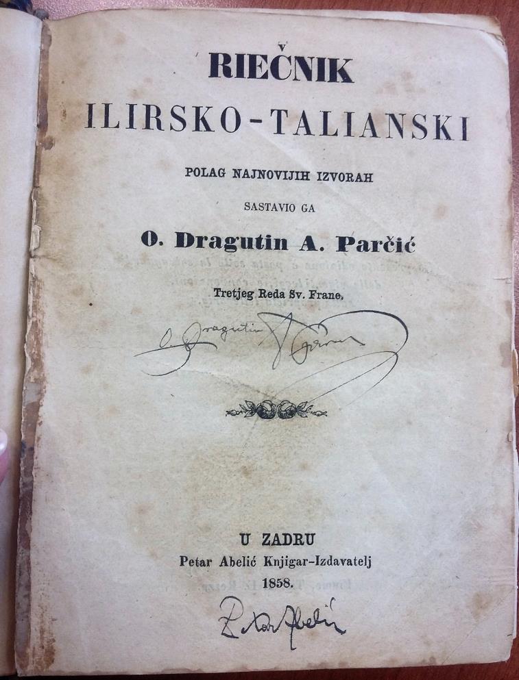 8. 2. Parčićev Riečnik ilirsko-talianski (polag