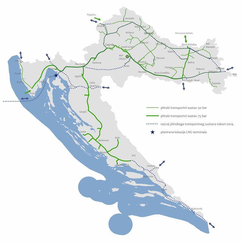 Figure 2 Slika 2-2. Plinski transportni sustav u Republici Hrvatskoj (Plinacro, 2017.