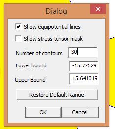 Отвара се Dialog прозор у коме треба селектовати опцију Show equipotential lines и уписати број еквипотенцијала (Number of