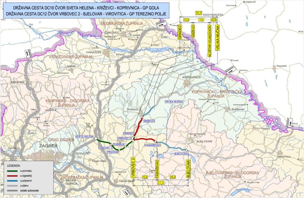 Podravski ipsilon Podravski ipsilon čine dvije brze ceste, kategorizirane kao D 10 i D 12, koje iz istog ishodišta, čvora Sveta Helena na autocesti A4 vode prema Vrbovcu i potom se račvaju u dva