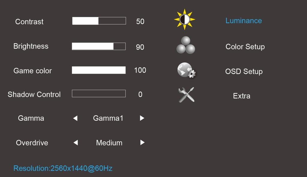 Luminance (Osvjetljenje) 1. Pritisnite (izbornik) za prikaz izbornika. 2. Pritisnite < ili > da odaberete (Osvjetljenje) pa pritisnite za pristup. 3.