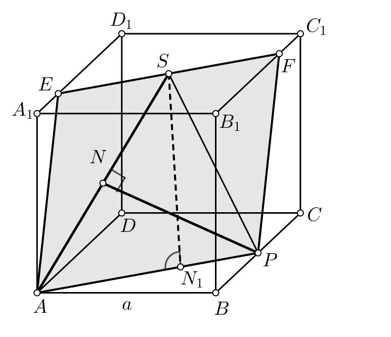 Zadatak B-4.5. Duljina brida kocke ABCDA 1 B 1 C 1 D 1 iznosi a. Odredite udaljenost od polovišta P brida BC do pravca koji prolazi vrhom A i središtem S stranice A 1 B 1 C 1 D 1.