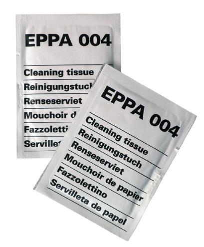 Dužina ručke: 205 mm Područje primjene: 15-60 mm Maramice za čišćenje EPPA 004 Maramice natopljene specijalnom tekućinom