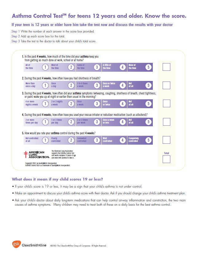 Figure 17. Asthma Control Test (ACT) for children (ages 4 to 11 years). 9.2. Supplement 2.