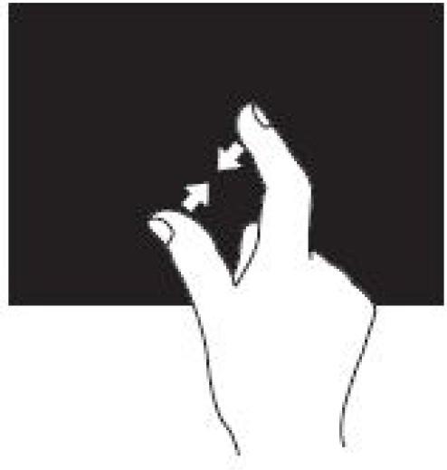 za povećavanje. Postavite dva prsta na podlogu osjetljivu na dodir i zatim ih spojite za smanjivanje.