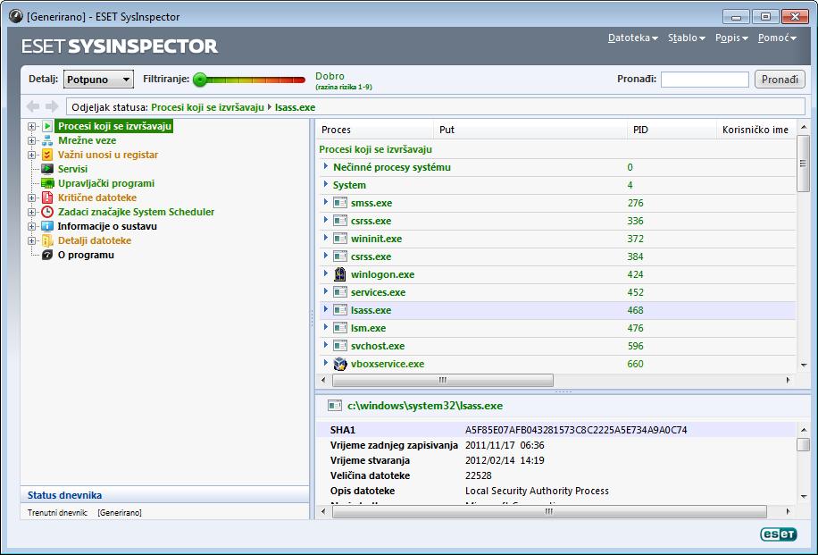 računalo. 5.5.1.1 Pokretanje programa ESET SysInspector Da biste pokrenuli ESET SysInspector, jednostavno pokrenite izvršnu datoteku SysInspector.exe koju ste preuzeli s web stranice tvrtke ESET.
