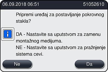 Čišćenje i održavanje 7 Proces čišćenja završen, nastavak obrade Kada se proces čišćenja završi, korisnik dobija pitanje da li će se koristiti nova boca montažnog medijuma za nastavak postavljanja