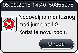 Dnevno podešavanje uređaja 6 U slučaju da nije dostupno dovoljno montažnog medijuma za punjenje creva nakon pokretanja, korisnik mora postaviti novu bocu montažnog medijuma ( Str. 75 6.3.