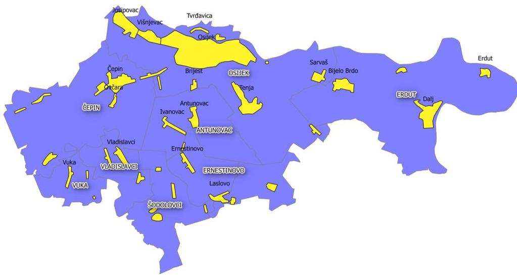 2. OSIJEK I DUNAV GRAD PARK KULTURE I ZABAVE Karta regije KLJUČNI PROIZVOD: 1.