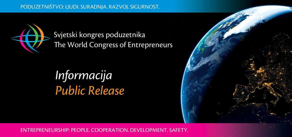 Sudionicima i partnerima Svjetskog kongresa poduzetnika, INFORMACIJA 11 Sjeverna Makedonija, Skoplje, 16. - 19. 10. 2019.