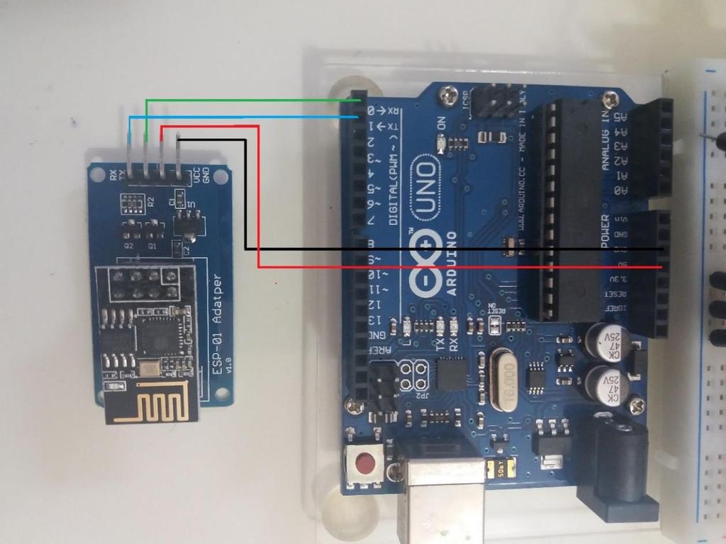 Slika 4.8. Spajanje bežičnog mrežnog modula s adapterom na upravljač Arduino Uno R3 Tablica 4.2.