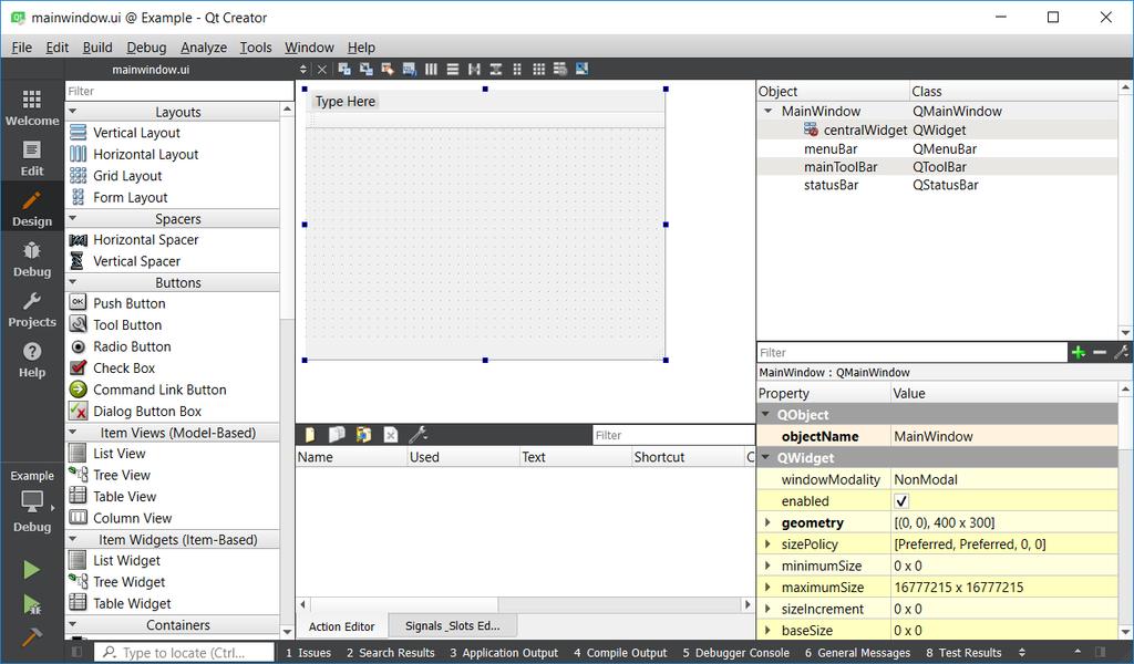 Sl. 2.5. Qt Designer uređivač grafičkog sučelja 2.3.2. Sustav meta-objekata Sustav meta-objekata (engl. meta-object system) [5] dio je jezgre Qt programskog okvira.