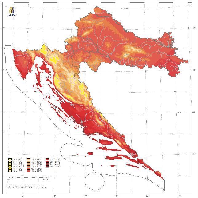Klima Hrvatske za razdoblje 1961-1990 Srednja temperatura