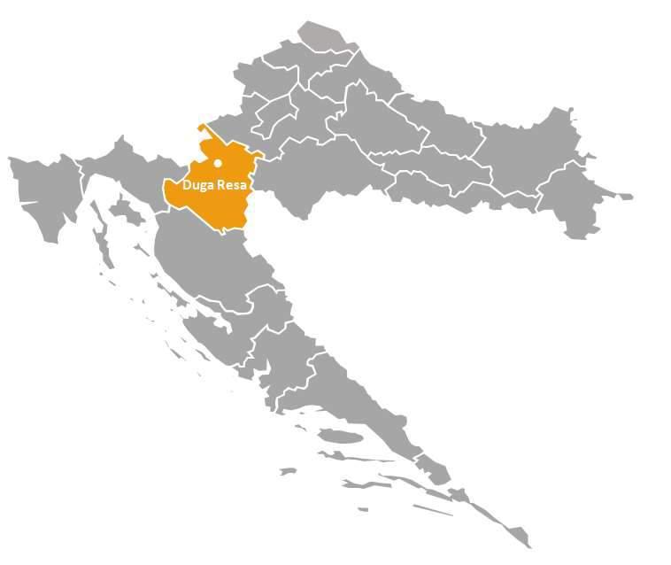 ANALIZA STANJA 1. OPĆI PODATCI 1.1. Geografski položaj i prostorno uređenje Grad Duga Resa dio je Karlovačke županije koja je smještena u Kontinentalnoj Hrvatskoj (NUTS II regija).