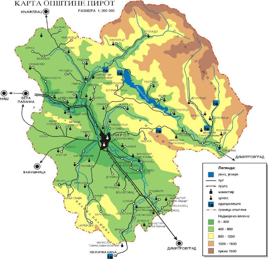 1.3. Geografski poloţaj istraţivanog područja Pruga i put koji se od Niša odvajaju za Sofiju vode kroz čuvenu Sićevačku klisuru, kroz koju protiče reka Nišava.