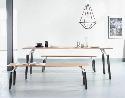korištenje materijala. Fokus ovog dizajna je površina stola i sjedišta koja su izrađena od tankih bukovih lamela.