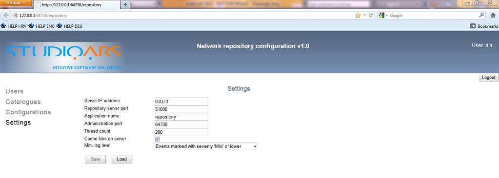 Postavke IP adresa servera IP adresa mora biti postavljena kao adresa računala u mreži gdje je NR instaliran (NRS).