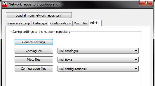 Ukoliko su postavljene ispravno, NR može biti postavljen kao aktivni repozitorij: Spremanje/preuzimanje kataloga i svih datoteka na/s NR-a Otvorite NR konfiguracijski dijalog u