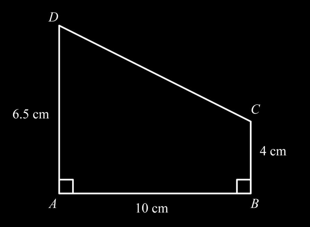 6. Riješite zadatke. 6.. Zadan je četverokut ABCD prikazan na skici. Kolika je površina četverokuta ABCD? Odgovor: P = cm 6.