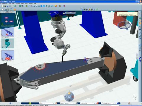 Slika 3.13 Primjer izrade simulacije za elektrolučno robotizirano zavarivanje u sklopu programskog paketa Delmia [9] Na slici 3.