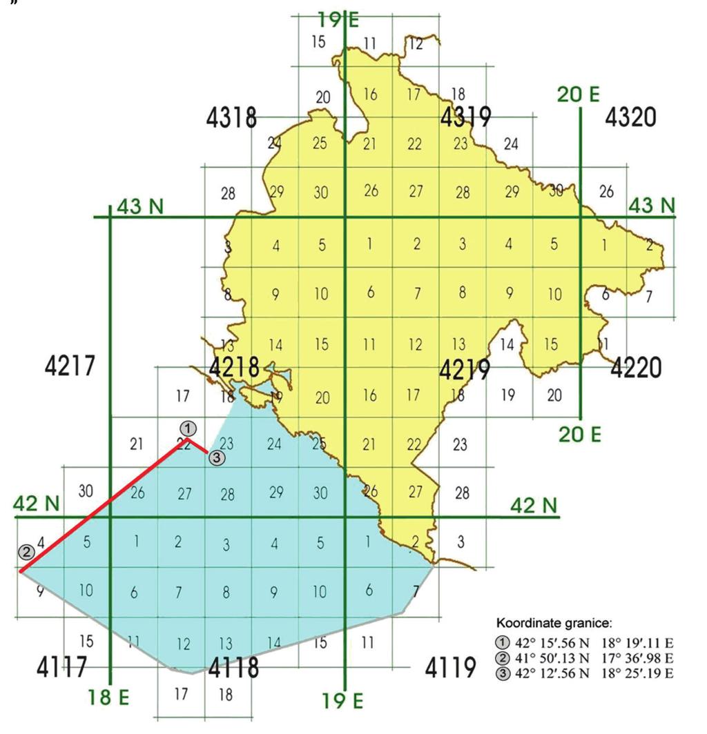 Izvor: Karta istražnih i proizvodnih blokova ugljikovodika Crne Gore na Jadranu prema