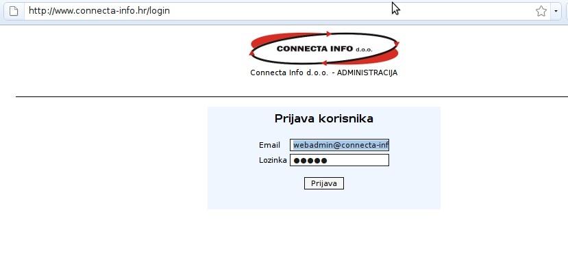2. Prijava u sustav Adresa www.connecta-info.