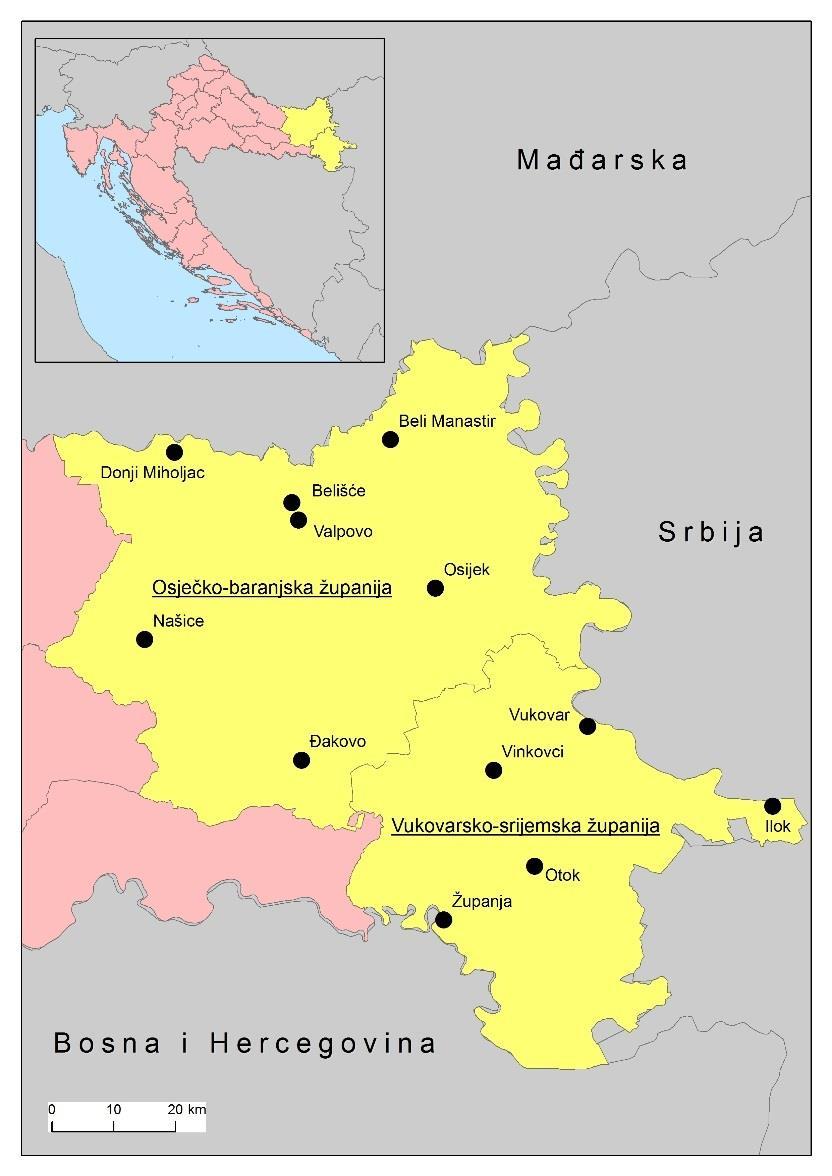 1.4. Prostorni i vremenski okvir istraživanja Istraživani su učitelji i nastavnici geografije koji rade u školama Vukovarskosrijemske i Osječko-baranjske županije.