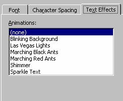 master:class Win Basics kompjuterski centar Slika 7. Kartica Character Spacing Slika 8. Lista animacija u kartici Text Effects 5.2.