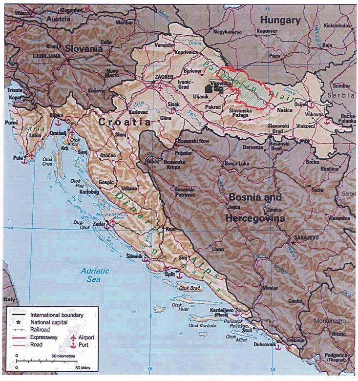 2. Područje istraživanja Crpilište Bikana Površina Virovitičko podravske županije iznosi 2022 km 2 (Slika 2.1), a prema popisu stanovništva 2011. godine na području županije živi 84.