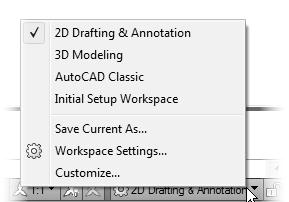 Pokrenite AutoCAD LT. 2. Na liniji sa alatkama Workspaces, sa liste izaberite 2D Drafting and Annotation. 3. Započnite nov crtež i selektujte šablonski fajl acadlt.dwt (imperijalni) ili acadltiso.