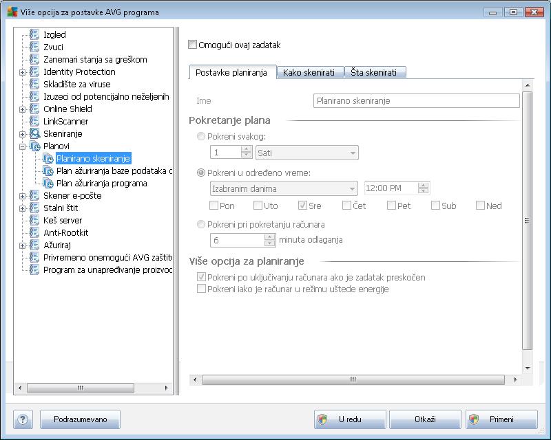 Plan ažuriranja programa 9.9.1. Planirano skeniranje Parametri planiranog skeniranja mogu se uređivati (ili se može k reirati novi plan) na tri kartice.