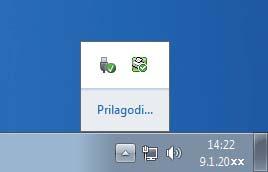 računaru. (Windows 7) Da biste prikazali ikonu Status Monitor na traci zadataka, kliknite na dugme se pojaviti u malom prozoru. Zatim privucite ikonu do trake zadataka.