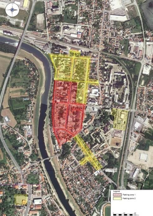 Slika 2.5-1. Prijedlog proširenja parkirališnih zona naplate u užem središtu grada Siska do 2017.