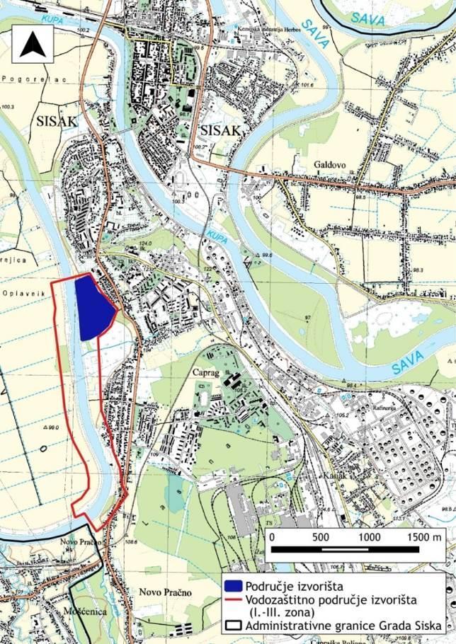 Slika 5.4-8. Vodozaštitno područje na rijeci Kupi u predgrađu grada Siska IV. Poplave IV.-1.
