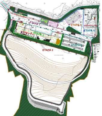 Slika 18. Prikaz 6 etapa izgradnje Etapa 1. Ulazno izlazna zona predviđena je i planirana kao prva etapa idejnog projekta odlagališta komunalnog otpada Kalvarija.