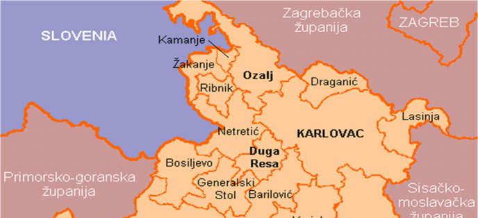 3. OSNOVNA OBILJEŽJA OPĆINE ŽAKANJE 3.1. Karlovačka županija Karlovačka županija se nalazi u središnjoj Hrvatskoj i pokriva površinu od 3.