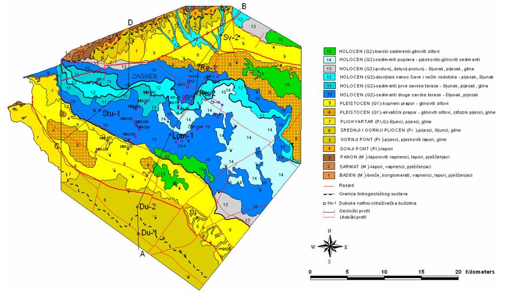 3.2. Geološke značajke Za vrijeme srednjeg i gornjeg pleistocena na području zagrebačkog vodonosnika nalazile su se močvare i jezera, a Medvednica, Žumberačko gorje i Marijagorička brda bili su